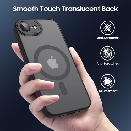 Image of Tobfit Magnetic Case for iPhone 16e Compatible with Mag Safe, Translucent Matte Back Slim Shockproof Phone Cover for iPhone 12 16e