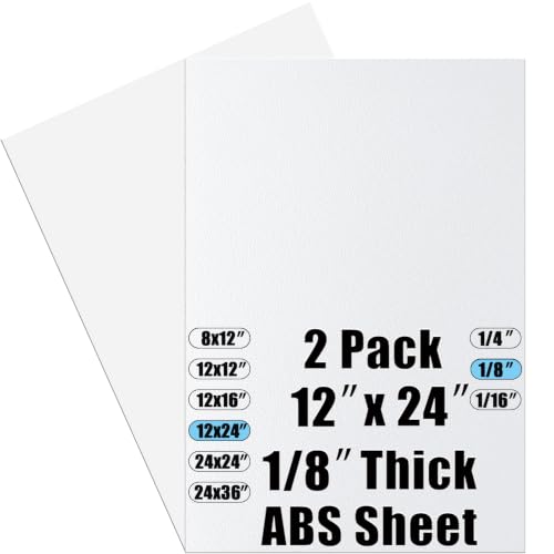 Image of ABS Plastic Sheet 1 /8 Inch Thick 12 inch x 24 inch (2-Pack),Two-Sided Heat Moldable Panel (Thermoplastic Textured Front & Smooth Back), White Thermoform Board Great for DIY Projects, Decor, Handcrafts