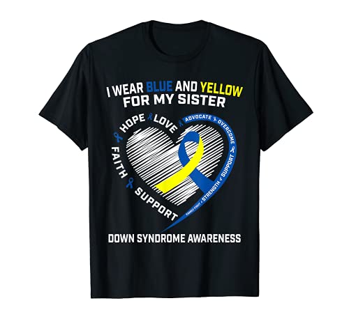 Cinta de concientización del síndrome de Sister Down con impresión gráfica de corazón Camiseta