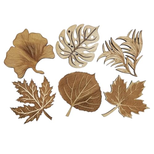 Set of 6 Wooden Leaf Coasters – Laser Cut Wood