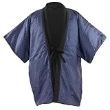 [KYOETSU] [キョウエツ] 半纏 はんてん 袖あり 袖なし 綿入り メンズ 冬 フリース C (袖なし, 12.紺ドット(袖なし), L)