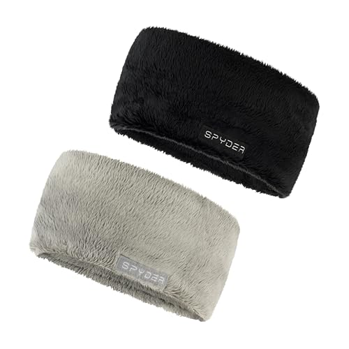 Spyder Womens 2 Pack Low Pile Faux Fur Headband Pewter One Size