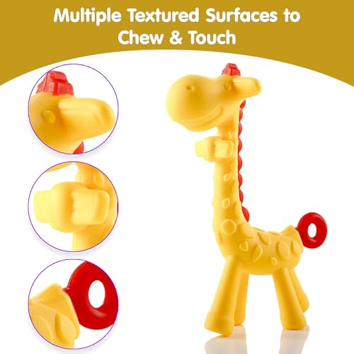 Image of Giraffe Shape Teether for Babies 6+ Months - BPA Free Silicone Teething Toys for Infants | Safe and Soft Chewable Toy | Freezer and Dishwasher Safe | Ideal Gift for Baby Girls & Boys