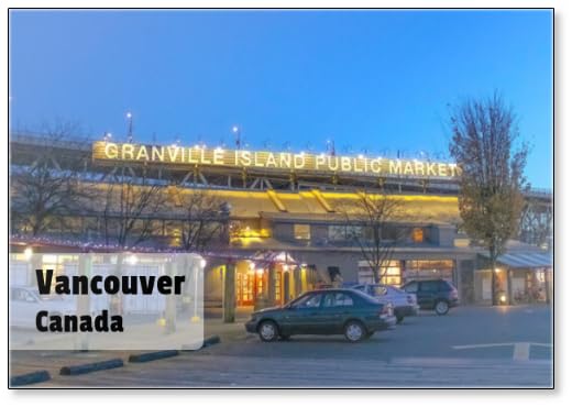 Vancouver, Columbia Británica, Canadá. El mercado público de Granville Island es un mercado interior popular con restaurantes y cafeterías, además de puestos de comida gourmet y boutiques artesanales,