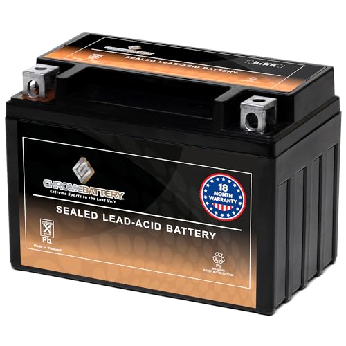 CB CHROMEBATTERY 9-BS Maintenance-Free, 120CCA, 12V 10Ah Battery Replacement for ATV, Motorcycle, Jet Skis, Scooter, UTV, and More - Nut and Bolt (T3) Terminal
