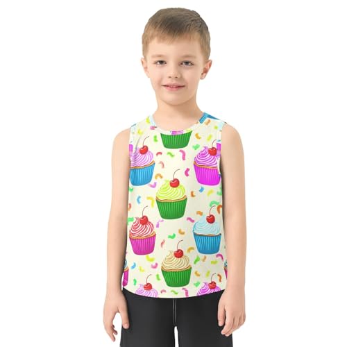 J JOYSAY Cherry Cupcake Confetti Cream Boys Tank Top Sleeveless Muscle Shirts Quick Dry Kids T-Shirts 3-15T2