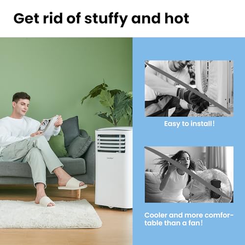 COMFEE' Climatiseur Mobile 9000 BTU/h 2,6kW, 3-EN-1 Refroidisseur Déshumidificateur Ventilateur, Fonction Follow me, Minuterie, Mode nuit, Pour salon et maison de 33㎡/88m³, MPPH-09CRN7, R290 – Image 6