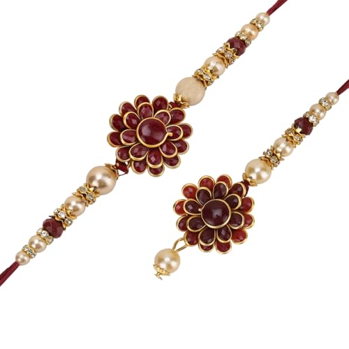 Riddhika Ventures Bhaiya Bhabhi Rakhi Set with Greeting Card | Rakhi Gifts for Brother, Sister, Bhaiya, Bhabhi for Indian Raksha Bandhan Festival (B2B2K)