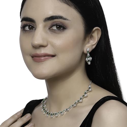 Rhodium-Plated Diamond Necklace Set
