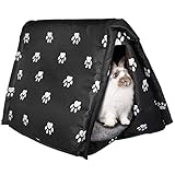 Fhiny Foldable Rabbit Tent Bed, Weatherproof Bunny Warm House Guinea Pig Hideout Cage Accessories for Bunny Guinea Pigs Chinchilla Ferrets Rats Kitten or Other Small Animals