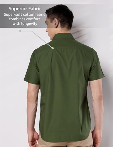 Image of Symbol Premium Men's Cotton Poplin Casual Shirt - Regular Fit | Half Sleeve | Pure Cotton (Available in Plus Sizes)