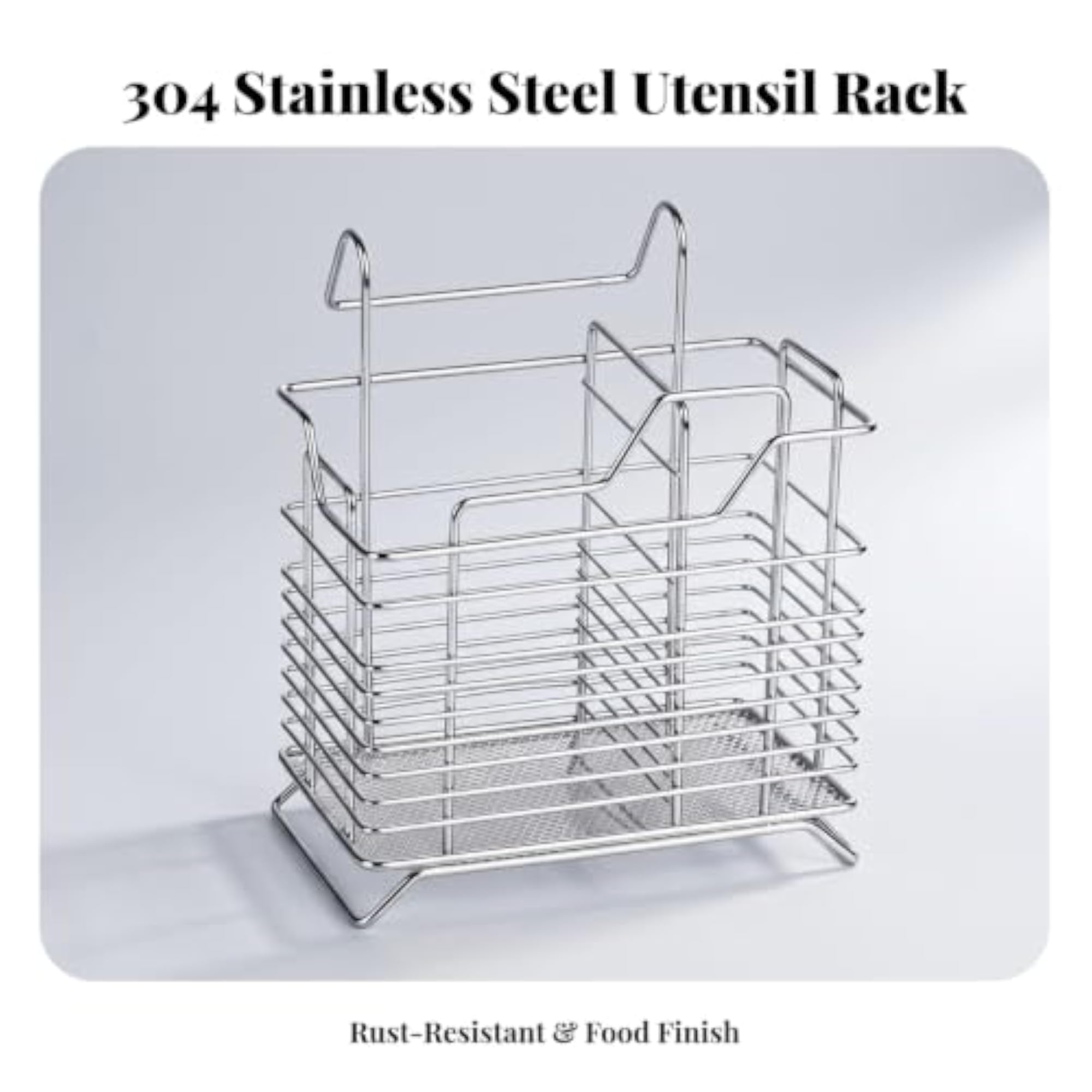 Stainless Steel Utensil Holder with Compartments