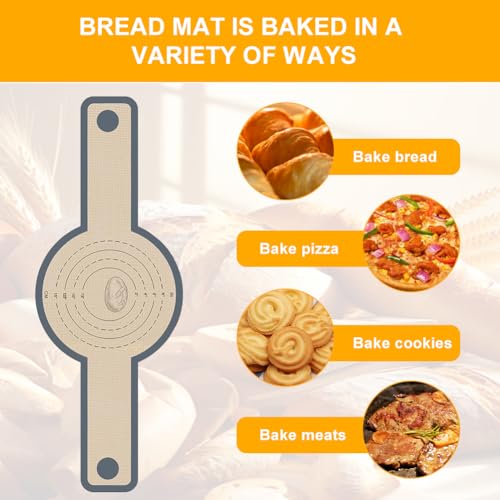 Miniatura 3 de Hotut Alfombrilla De Silicona Para Pan,2pcs Tapete De Silicona Con Mangos Largos,Alfombrillas Para Hornear Para Horno Holandés,Tapetes Para Hornear De Silicona