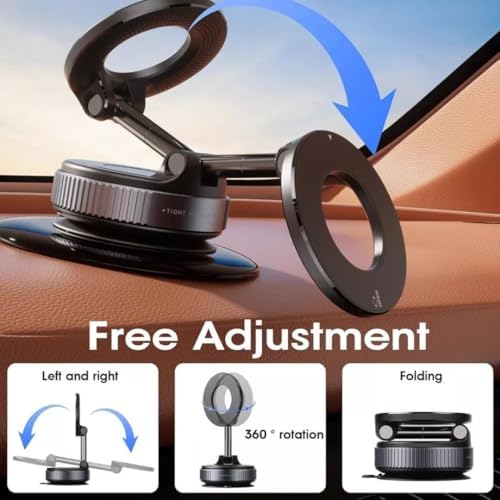 Image of DETACHI Car Phones Holder, 360Vaccum Magnetic Phone Car Accessories, Quick Install, Secure Grip, Mobile Holder for Car Interior Compatible with All Mobile (Extended)