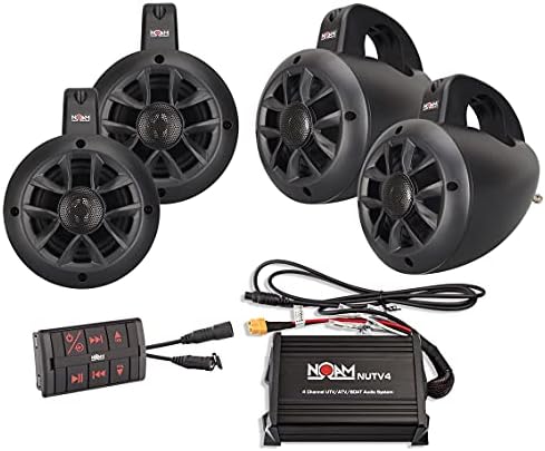 NOAM NUTV4 Quad - 4 Channels Marine Bluetooth ATV/Golf Cart/UTV Speakers Stereo System