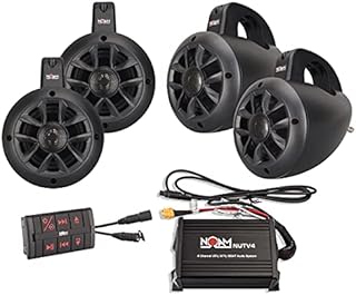 NOAM NUTV4 Quad - 4 Channels Marine Bluetooth ATV/Golf Cart/UTV Speakers Stereo System