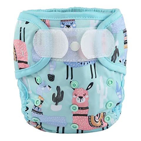 Baby Cloth Diaper Cover Nappy Hook and Loop Double Gusset 6.6lbs to 33lbs (Blue Alpaca) One Size Cover