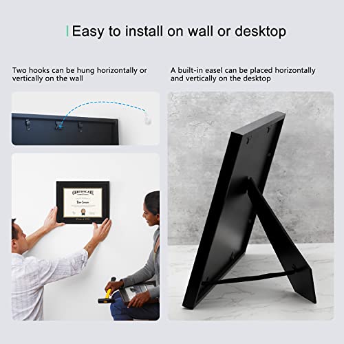 Yesssopin Black 11X14 Certificates Frame, Graduation Signature Board Picture Frame, Displays 8.5X11 Diploma Frames With Mat Or 11X14 Without Mat, For Document, College, Degree Holder(Double Mat, Black With Gold Rim) #TOP7