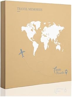Travel Photo Album 4x6 500 Photos 5 Pictures Per Page, 500 Pockets, Refined Kraft Paper Cover Vacation Photo Album Travel Design World Map Adventure
