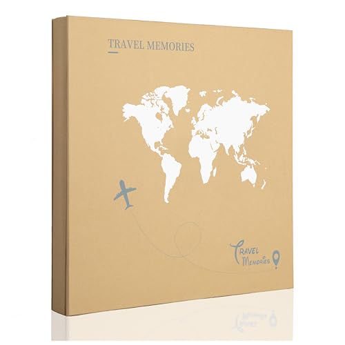 Tslespcx Travel Photo Album 4x6 500 Photos 5 Pictures Per Page 500 Pockets Refined Kraft Paper Cover Vacation Photo Album Travel Design World Map Adventure