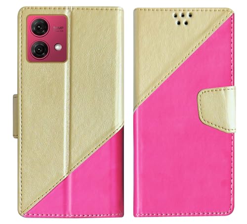 Image of SBMS Flip Cover for Motorola Moto G84 5G Back Cover Case with Magnatic Closure | Inbuilt Stand | Card Pocket & Money Pocket (Multi Pink)