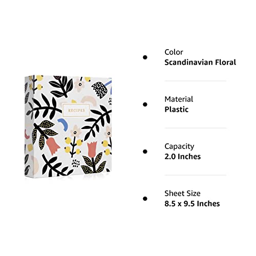Jot & Mark Recipe Organizer 3 Ring Binder Set (Scandinavian Floral) | 50 Recipe Cards 4X6, Rainbow Full Page Dividers And Plastic Page Protectors #TOP7