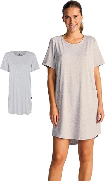 Nachthemd Damen Kurzarm Bambus & Bio-Baumwolle Sleepshirt Atmungsaktiv