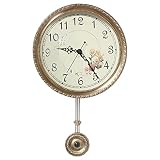 Poserion Antique Pure Copper Pendulum Wall Clock, 10.6" Round Dial Decoration Silent High-end Wall H