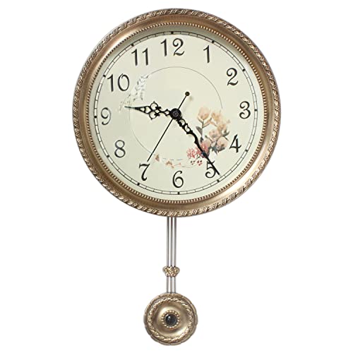 Poserion Antique Pure Copper Pendulum Wall Clock, 10.6" Round Dial Decoration Silent High-End Wall Hanging Timepiece For Home Office #TOP6