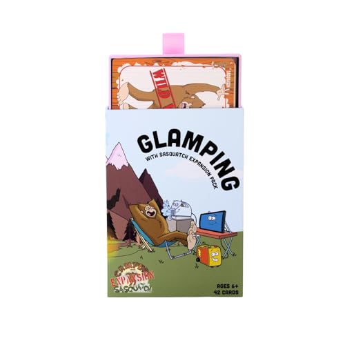 Camping with Sasquatch by Big Discoveries - A Family Card Game with a Roar! | Fun Rummy Meets Slapjack Card Games for Kids, Teens, Adults, and Families (Expansion: Glamping with Sasquatch)