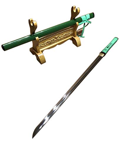 LoongSWORD Japanese Samurai Ninja Sword,Handmade-Damascus Steel Full Tang Blade-Kendo, Green