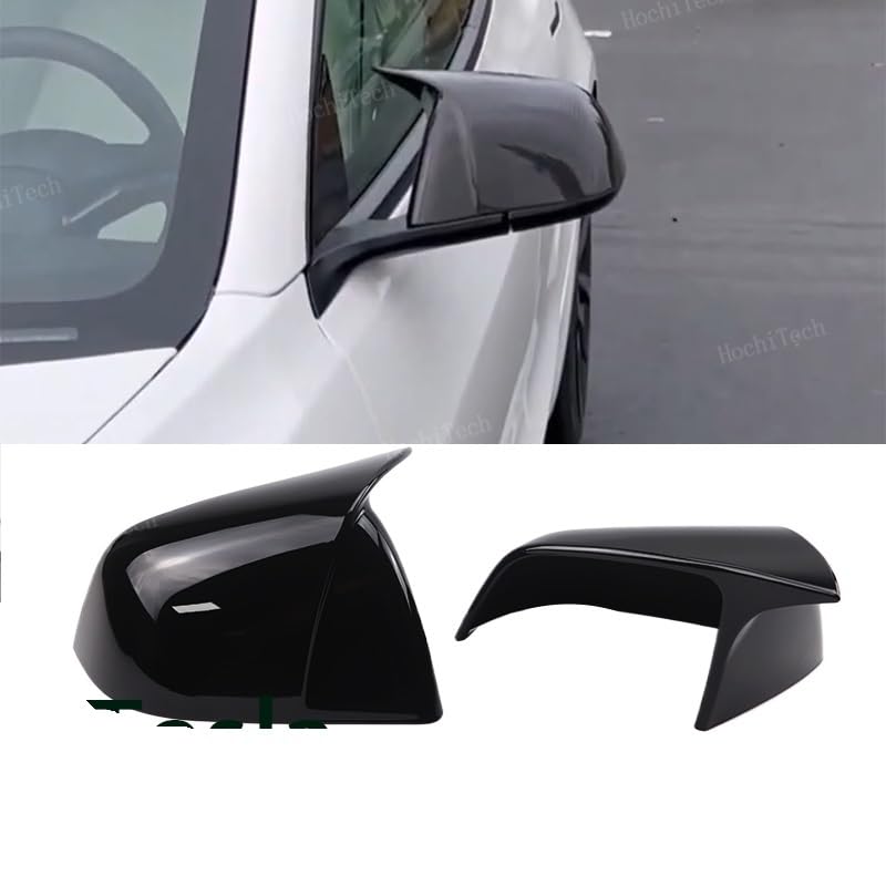 Coques rétroviseur noir brillant pour Tesla Modèle Y 2019-2024