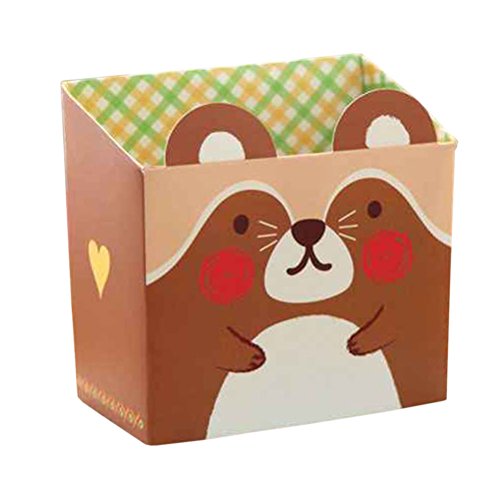 Amybria Schreibwaren Aufbewahrungsbox Karikatur Tier Papierkasten Schreibtisch Veranstalter Behälter Box für Stift Federmäppchen Schreibtisch Organizer Braun