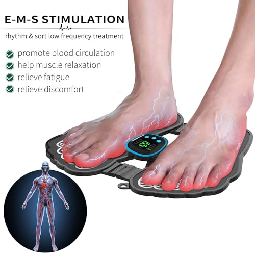 Folding Portable Electric Massage Mat,Reflexology Electronic Feet Massager for Pain and Circulation,EMS Foot Massager,ortable Leg Massage Machine with 8 Modes,USB Rechargeable - Image 5