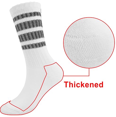 Image of BomKinta Striped Crew Socks Women - Retro Novelty Socks - Stretchy Casual Athletic Cotton Gifts Sock Size 5-10