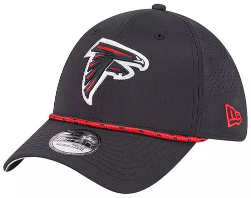 New Era Mens Black Atlanta Falcons Perforated 39THIRTY Flex Hat - NFL Perfect Cap (L/XL)