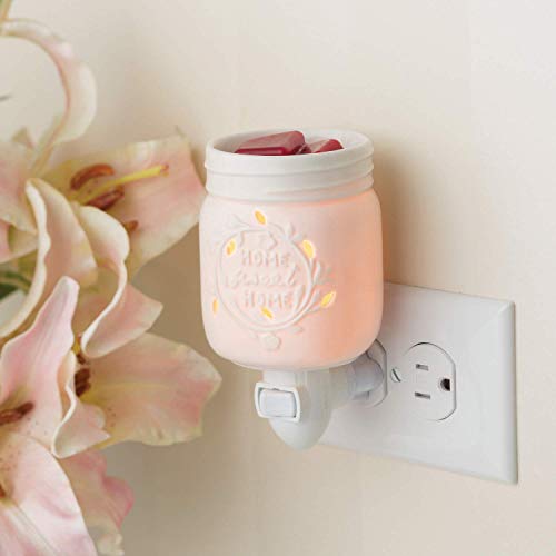Plug-in Fragrance Warmer for Scented Wax and Oils - White Mason Jar Design