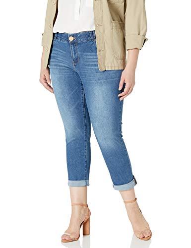 Democracy Women's Plus Size Denim, Ab Solution Crop, Blue, 22W