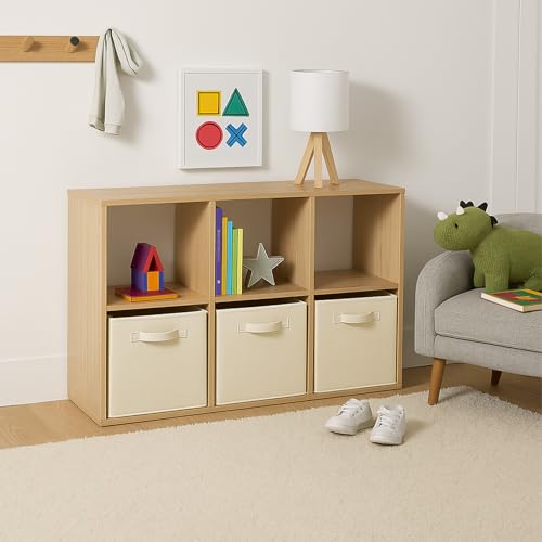 PowerKing Collapsible Storage Cubes with Handles, Fabric Foldable Bins for Closet Shelves, Durable Organization Storage Bins, 10.5'' x 11'' x 10.5'', 6 Pack, Cream thumbnail 5