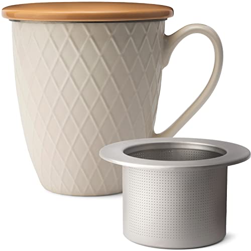 KIVY Taza de té grande con tapa y colador [650 ml] XXL taza grande - taza grande - taza de té - tazas de té - taza de té con tapa - taza de té con colador - taza grande - taza de té con tapa Cover