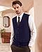 Kallspin Men's Sweater Vest Wool Blend V-Neck Button Sleeveless Cardigan Vest Sweater (Navy Blue, 3X-Large)
