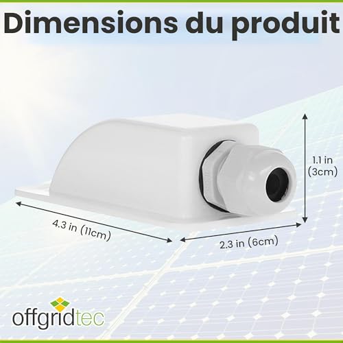 Offgridtec 006430 Passe-toit 1 entrée pour camping-car, caravane et bateau Passe-câble solaire en ABS Blanc – vue 3