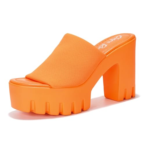 Cape Robbin Women's Platform Sandals Block Heel Slip On, Summer Dressy Beach Shoes Round Toe Comfort Soles (Echoya)