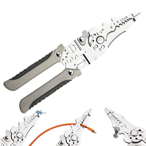 Hanaoni Multifunctional Wire Stripper Crimper Cable Cutter Pliers, Alicate Pelacables Multifuncional, Alicates Cortadores de Cables, Herramienta Profesional Multiusos para Pelar