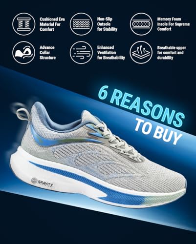 ASIAN Men's HYPERCUSHION-01 Running Shoes Blue LGREY BLUE - Image 4
