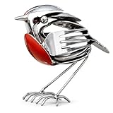 XLATD Robin Bird Scrap Metal Art Sculpture, Handcrafted Metal Robin Bird Statue, Rustic Fork & Spoon Garden Decor Gift for Bird Lovers (1pc)