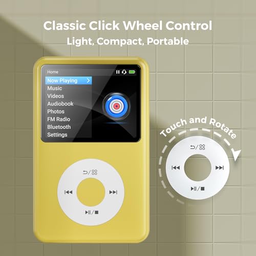 Mp3 Player with Bluetooth Y1 Portable Music Digital Players Supports Playlist Audiobook Video Nice Gadget for Kids Lemon