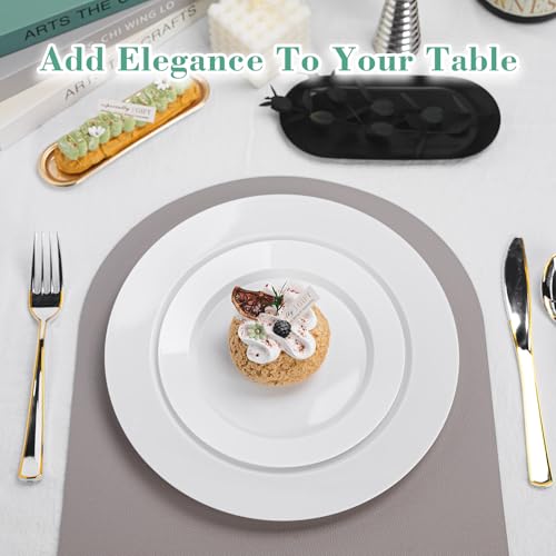 Ciselure 200PCS White Plastic Plates, Heavy Duty Plastic Plate Disposable, Include 100 Dinner and 100 Dessert Plates for Party and Wedding by Ciselure - Image 4