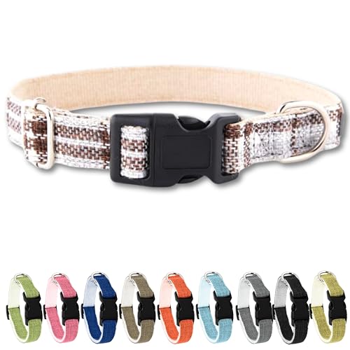 Pawsitive Hemp Collar - Hypoallergenic, Soft Organic Collar for Dogs with Sensitive Skin (Large, Grey Plaid)