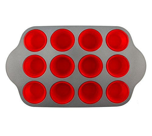Silicone Muffin Pan With Steel Frame, 12 Cups Full Size | Professional Non-Stick Baking Molds by Boxiki Kitchen | BPA-Free Bakeware | Silicone 12 Cup Muffin Mold - Thumbnail 7